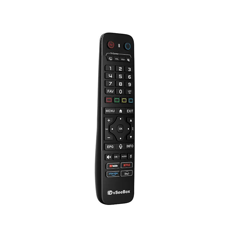 vSeeBox Remote with buttons on a white background
