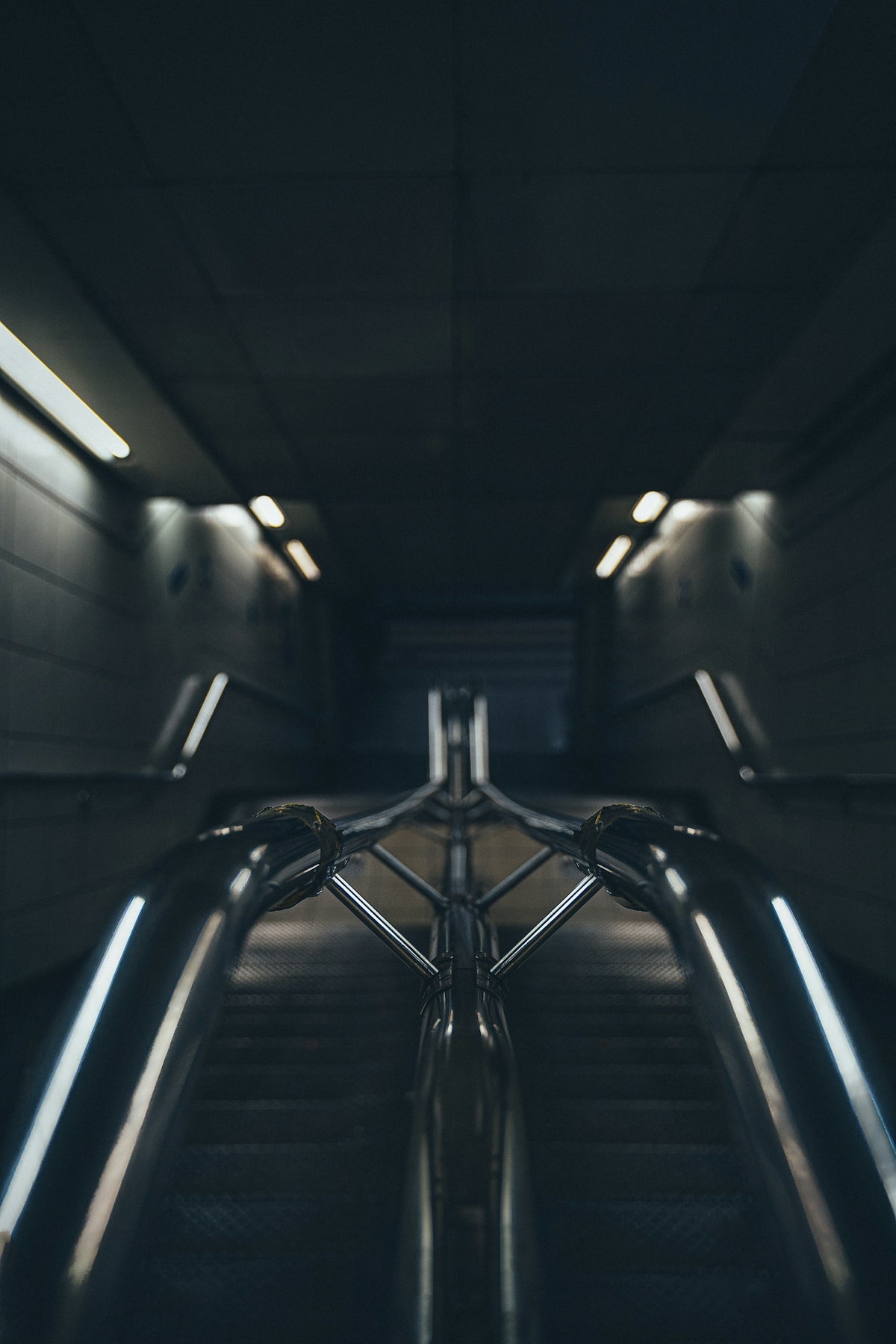 a close-up of a escalator