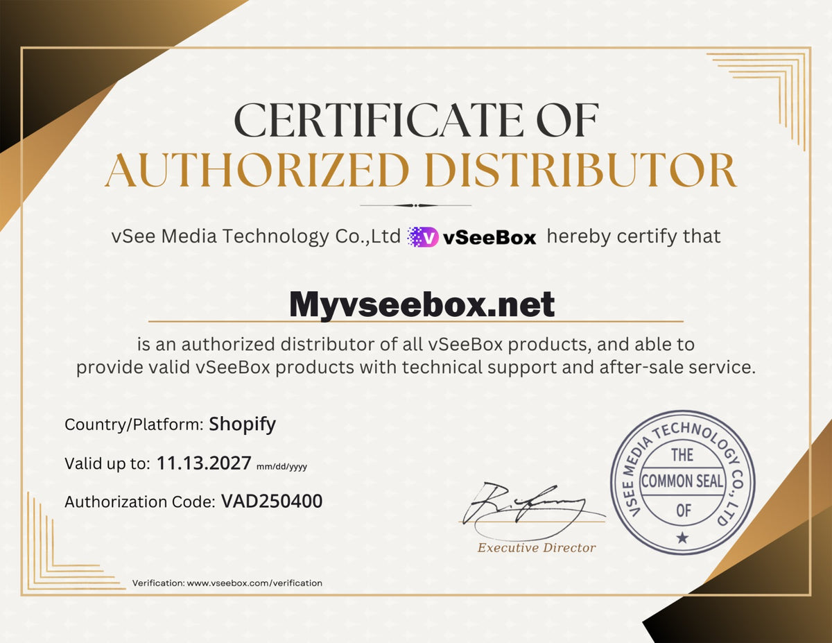 vSeeBox certificate of authorization